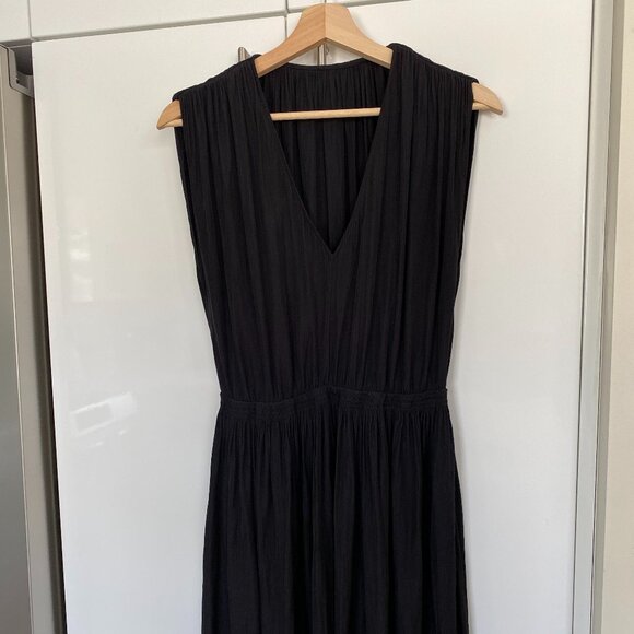 Wilfred/Aritzia black Almeida dress deep V neck Sz S LBD - Picture 3 of 5